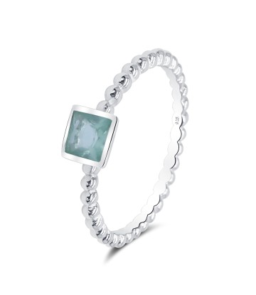 Salient Square Shape CZ Crystal Silver Ring NSR-4086